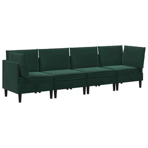 vidaXL Set di mobili per il soggiorno 4 pz Verde Scuro Velluto