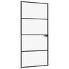 vidaXL Porta Interna Nera 93x201,5cm Vetro Temperato Alluminio Sottile