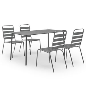 vidaXL Set Mobili da Pranzo per Giardino 5 pz in Acciaio Grigio Scuro