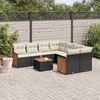 vidaXL Set Divani da Giardino 9 pz con Cuscini Nero in Polyrattan