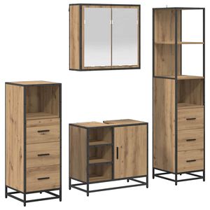 vidaXL Set di mobili per il bagno 4 pz Rovere artigianale