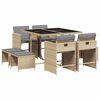 vidaXL Set Pranzo da Giardino 9 pz con Cuscini Beige Misto Polyrattan