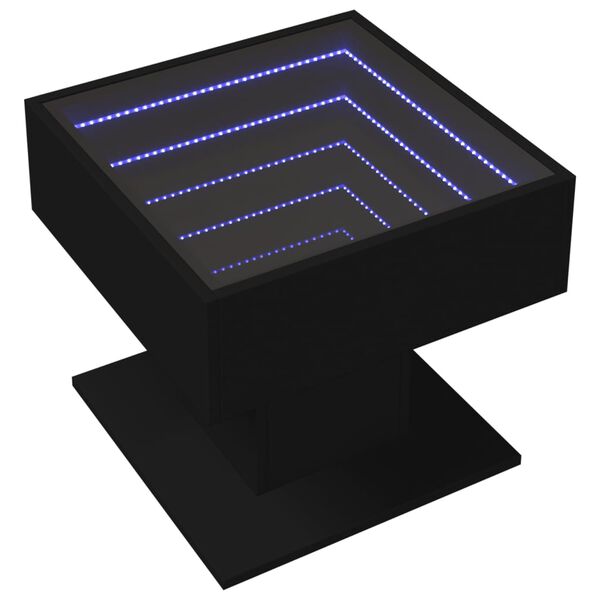 vidaXL Tavolino Salotto con LED Nero 50x50x45 cm Legno Multistrato