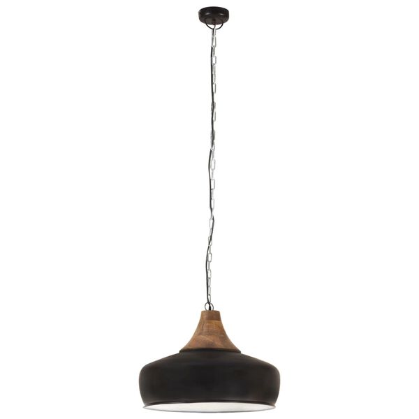 vidaXL Lampada Soffitto Industriale Nera Ferro Legno Massello 35cm E27