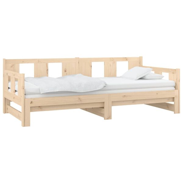 vidaXL Dormeuse Estraibile in Legno Massello di Pino 2x(80x200) cm