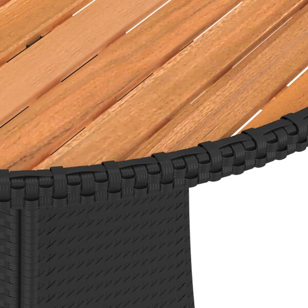 vidaXL Tavolo da Giardino Nero Ø 70 cm Polyrattan e Massello d'Acacia