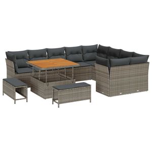 vidaXL Set Divano da Giardino 12 pcs Grigio polyrattan