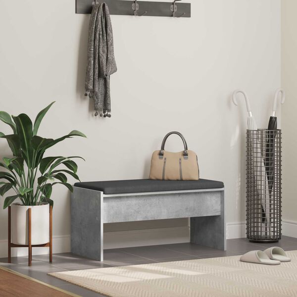 vidaXL Panca per ingresso con cuscino Grigio cemento 83 x 38 x 40 cm