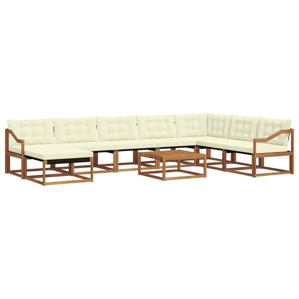 vidaXL Set di divani da esterno con cuscino 9 pcs Naturale e Crema