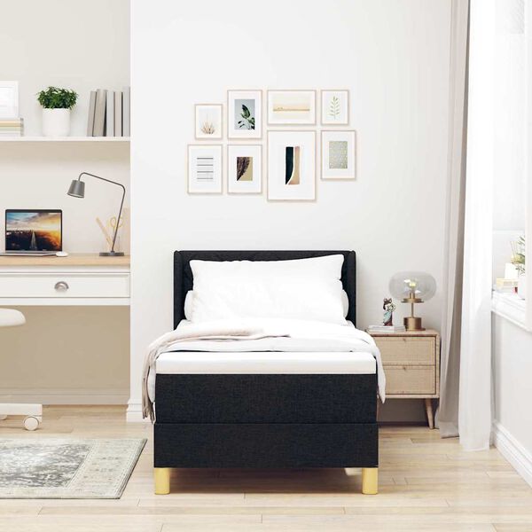 vidaXL Letto a molle con materasso Nero 200 x 80 cm Poliestere