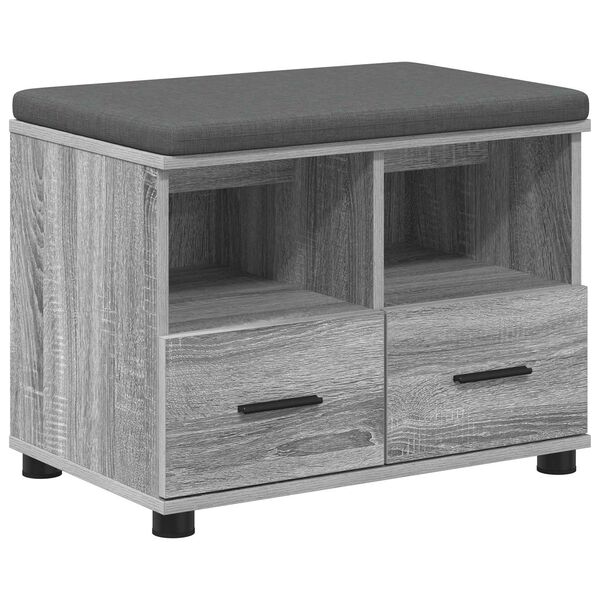vidaXL Panca per ingresso con cuscino Grigio Sonoma 60 x 38 x 46 cm