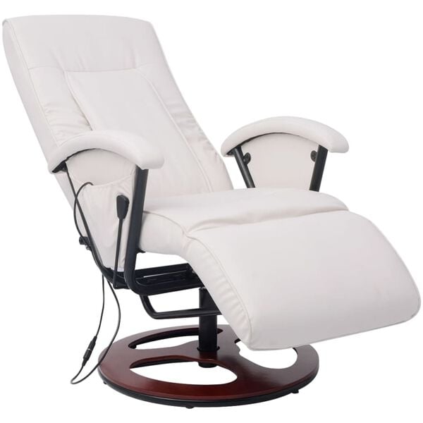 vidaXL Poltrona Massaggiante Shiatsu Bianca in Similpelle