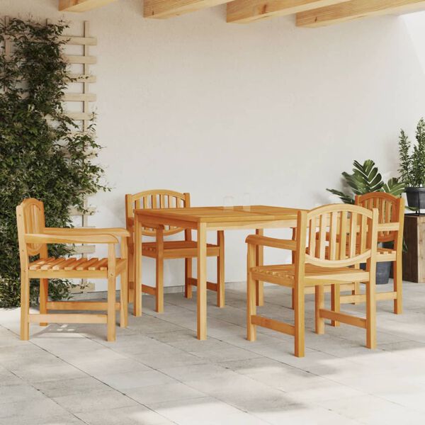 vidaXL Set da Pranzo per Giardino 5 pz in Legno Massello di Teak