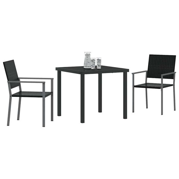 vidaXL Set da Pranzo per Giardino 3 pcs Nero Rattan in PE