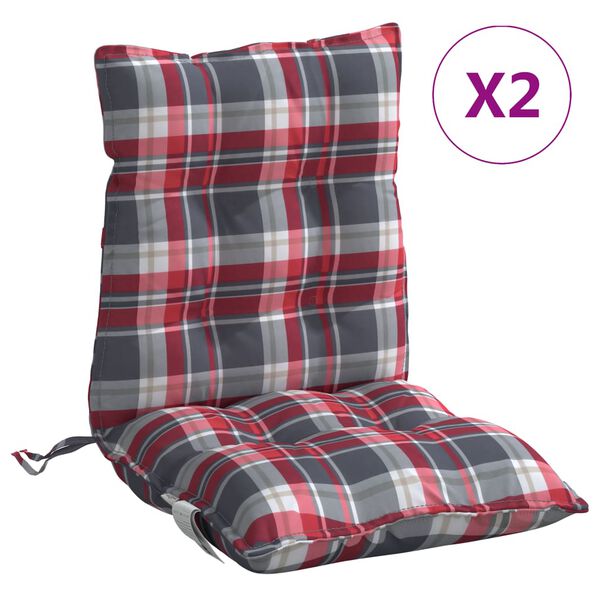 vidaXL Cuscini Sedia Schienale Basso 2 pz Quadri Rosso Tessuto Oxford