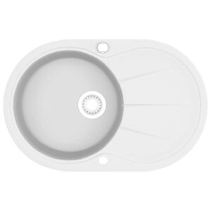 vidaXL Lavello da Cucina in Granito Vasca Singola Ovale Bianco