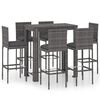 vidaXL Set Bar da Giardino 7 pz con Cuscini in Polyrattan Grigio