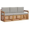 vidaXL Set divani con cuscino 3 pcs Grigio Naturale e Chiaro