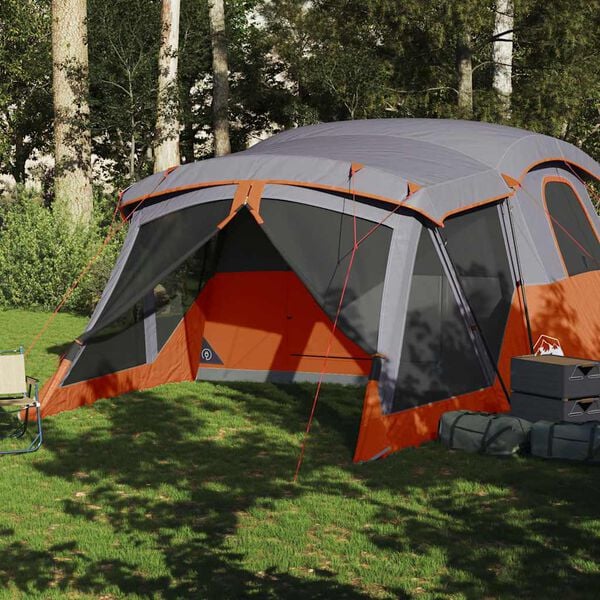 vidaXL Tenda da Campeggio con Portico 4 Persone Arancione Impermeabile
