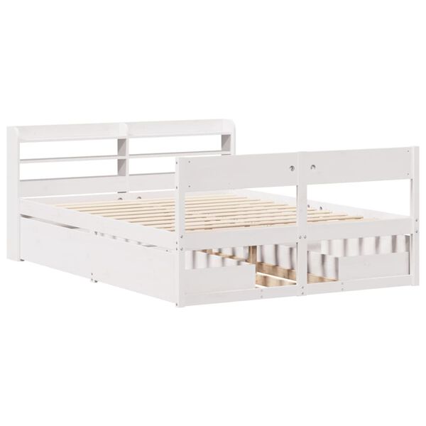 vidaXL Letto senza Materasso Bianco 160x200 cm Legno Massello di Pino