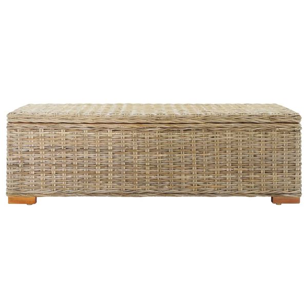 vidaXL Portaoggetti 110 cm Rattan Kubu Naturale e Legno Massello Mogano
