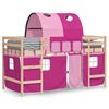 vidaXL Letto a Soppalco con Tunnel Bambini Rosa 90x190cm Massello Pino