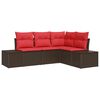 vidaXL Set Divano da Giardino 4 pz Marrone polyrattan