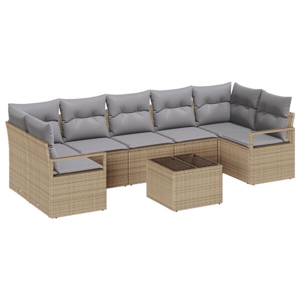 vidaXL Set di divani 8 pcs Beige e grigio polyrattan
