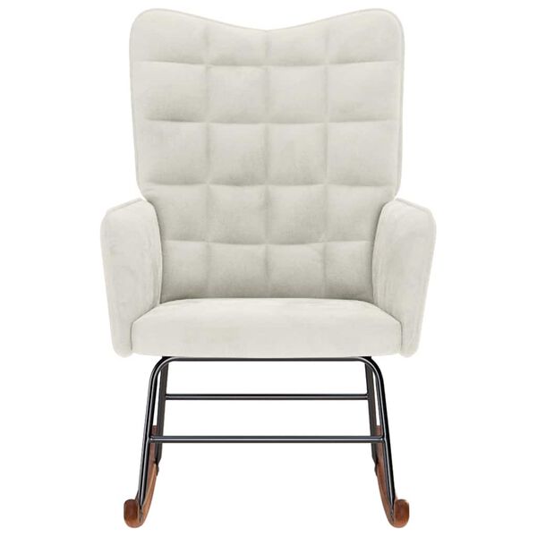 vidaXL Sedia a Dondolo Crema in Velluto