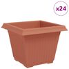 vidaXL Vaso quadrato per fiori 24 pcs Rosso Mattone Plastica
