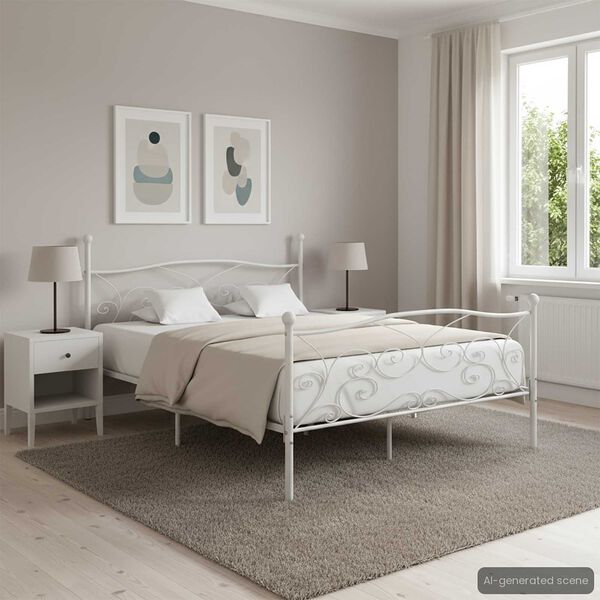 vidaXL Giroletto con Doghe Bianco in Metallo 200x200 cm