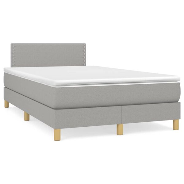 vidaXL Letto a Molle Materasso e LED Grigio Chiaro 120x190 cm Tessuto