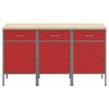 vidaXL Mobile da lavoro 3 pcs Rosso e Grigio 150 x 55 x 85 cm
