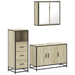 vidaXL Set Mobili da Bagno 3 pz Rovere Sonoma in Legno Multistrato