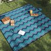 vidaXL Tovaglia da Picnic Pieghevole A Onde Blu 200x200 cm in Velluto