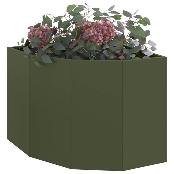 vidaXL Vaso d'angolo Oliver verde 60 x 60 x 50 cm Acciaio