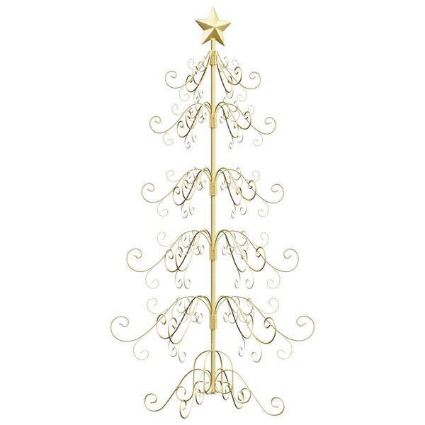 vidaXL Albero di Natale in metallo con supporto Oro 150 cm