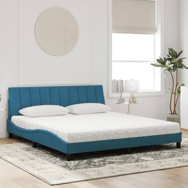 vidaXL Letto con Materasso Hanko Blu 180x200 cm in Velluto
