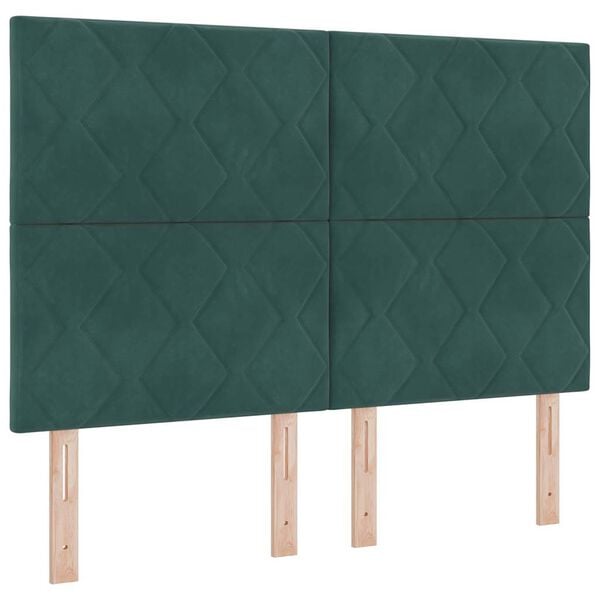 vidaXL Letto a Sorgente LED Verde Scuro 160 x 200 cm Tessuto