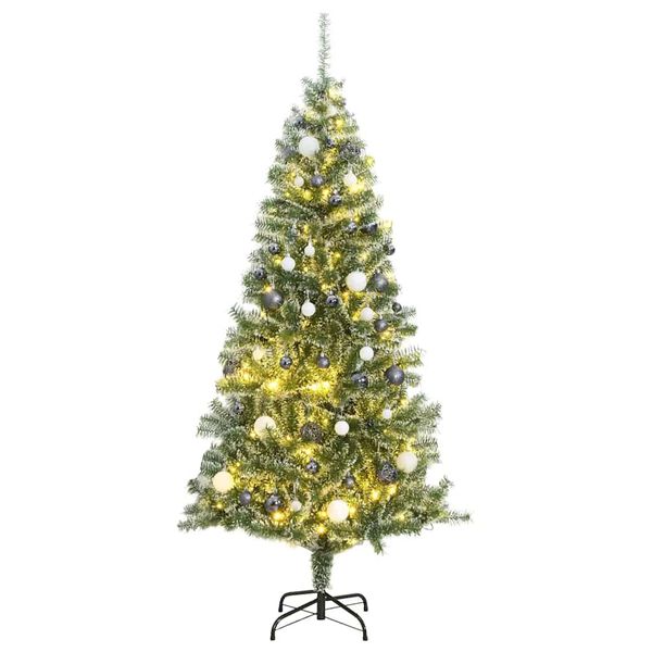 vidaXL Albero di Natale Artificiale con 300 LED Palline e Neve 210 cm