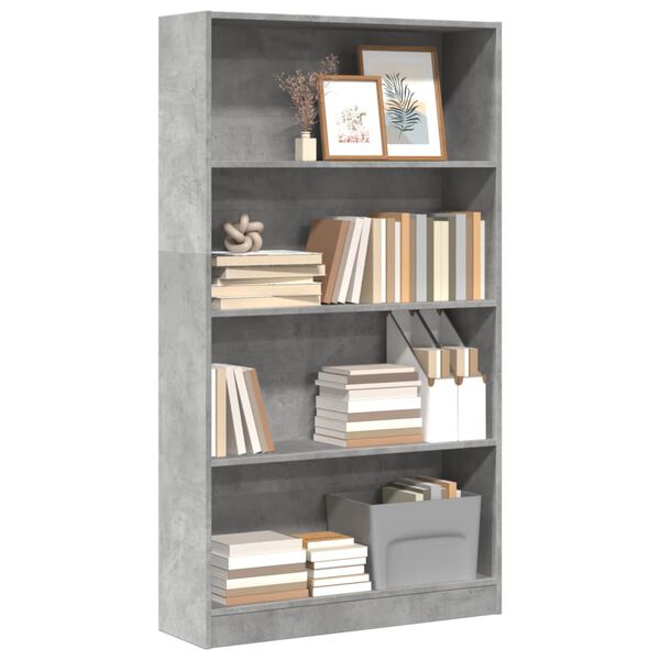 vidaXL Libreria Grigio Cemento 80x24x143 cm in Legno Multistrato