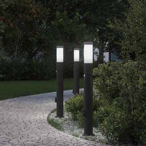 vidaXL Lampioni a paletto con sensore e presa 3 pz 80 cm Acciaio Inox IP44