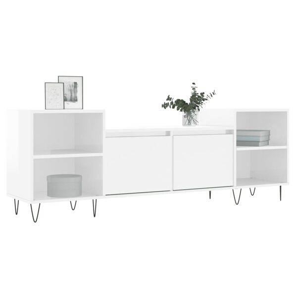 vidaXL Mobile Porta TV Bianco Lucido 160x35x55 cm in Legno Multistrato