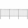 vidaXL Recinzione da Giardino con Parte Superiore ad Anello in Acciaio 504x150 cm Nera