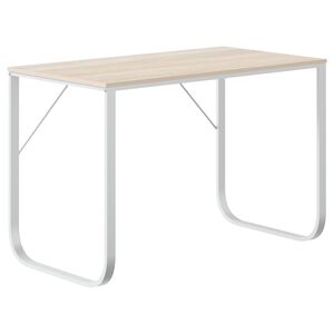 vidaXL Scrivania Computer Bianca e Rovere 110x60x73 Legno Multistrato