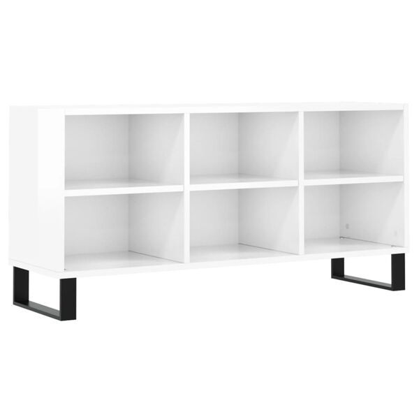vidaXL Mobile Porta TV Bianco Lucido 103,5x30x50 cm Legno Multistrato