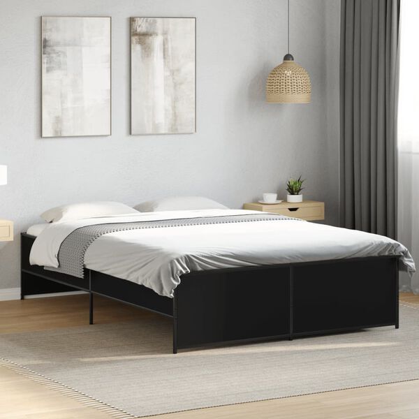 vidaXL Giroletto Nero 140x190 cm in Legno Multistrato e Metallo