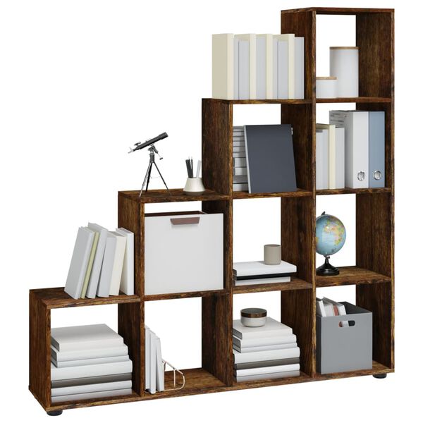vidaXL Libreria a Scala Rovere Fumo 142 cm in Legno Multistrato