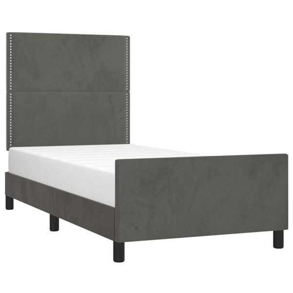 vidaXL Giroletto senza Materasso Grigio Scuro 80x200 cm Velluto