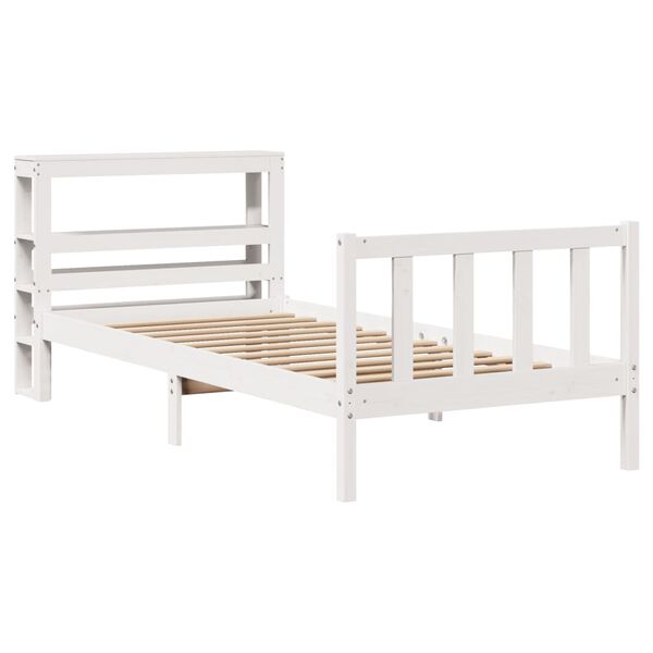 vidaXL Letto senza Materasso Bianco 75x190 in Legno Massello di Pino